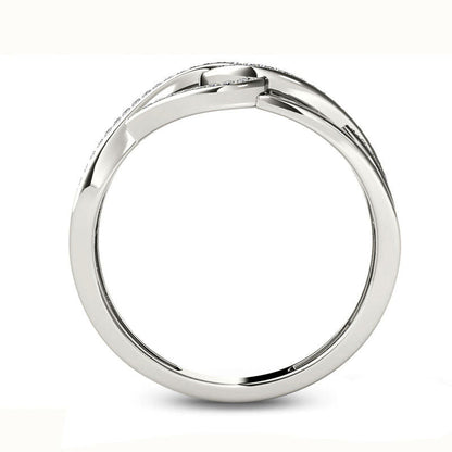 0.13 CT. T.W. Natural Diamond Interlocking Loops Twist Ring in Solid 10K White Gold