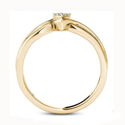 0.10 CT. T.W. Quad Natural Diamond Marquise Bypass Ring in Solid 10K Yellow Gold