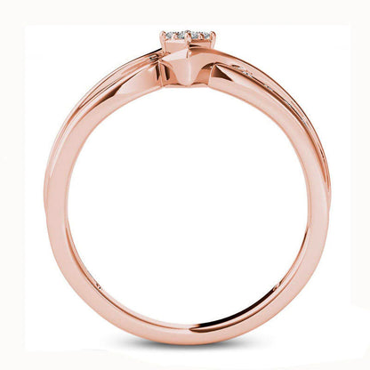 0.10 CT. T.W. Quad Natural Diamond Marquise Bypass Ring in Solid 10K Rose Gold