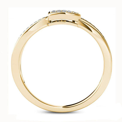 0.10 CT. T.W. Composite Natural Diamond Tilted Heart Split Shank Ring in Solid 10K Yellow Gold