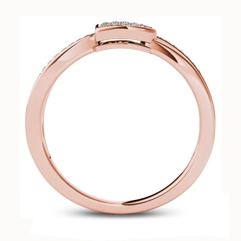 0.10 CT. T.W. Composite Natural Diamond Tilted Heart Split Shank Ring in Solid 10K Rose Gold