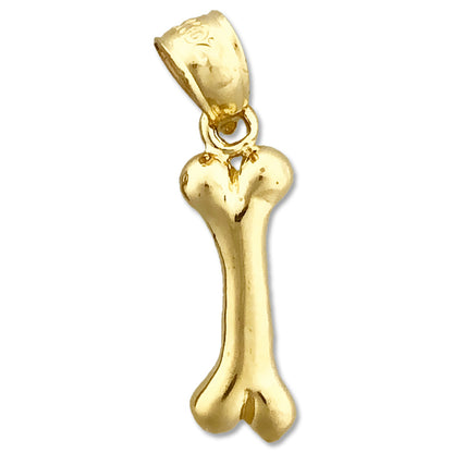 14K Gold 3D Dog Bone Charm