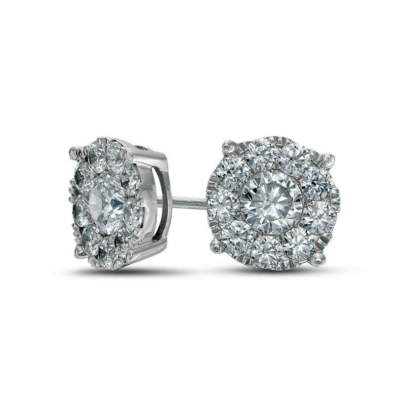 1.2 CT. T.W. Diamond Frame Stud Earrings in 10K White Gold