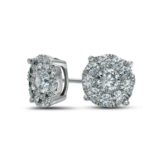 1.2 CT. T.W. Diamond Frame Stud Earrings in 10K White Gold