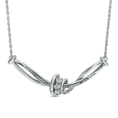 Natural Diamond Accent Twist Knot Necklace in Sterling Silver
