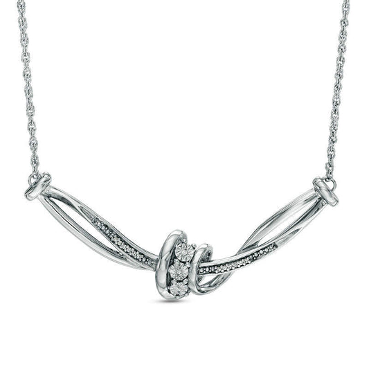 Natural Diamond Accent Twist Knot Necklace in Sterling Silver