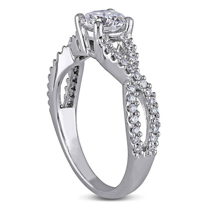 1.0 CT. T.W. Natural Diamond Twist Shank Engagement Ring in Solid 14K White Gold