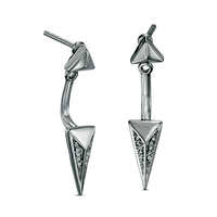 Diamond Accent Pyramid Front/Back Earrings in Sterling Silver
