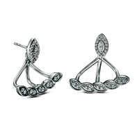 0.5 CT. T.W. Diamond Marquise Front/Back Earrings in Sterling Silver