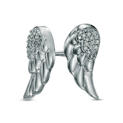 Diamond Accent Wing Earrings in 10K White Gold