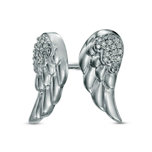 Diamond Accent Wing Earrings in 10K White Gold