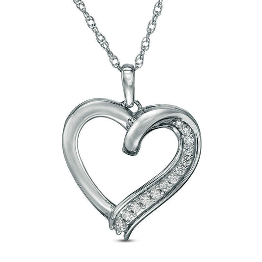 0.13 CT. T.W. Natural Diamond Heart Pendant in Sterling Silver