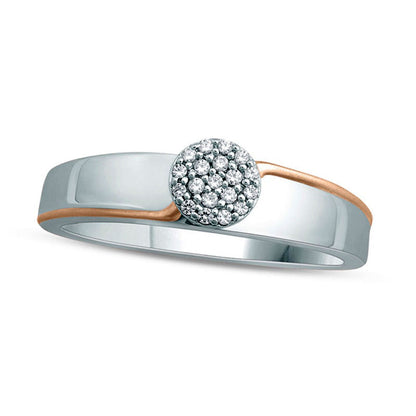 0.13 CT. T.W. Composite Natural Diamond Slant Bypass Stripe Engagement Ring in Solid 10K Two-Tone Gold