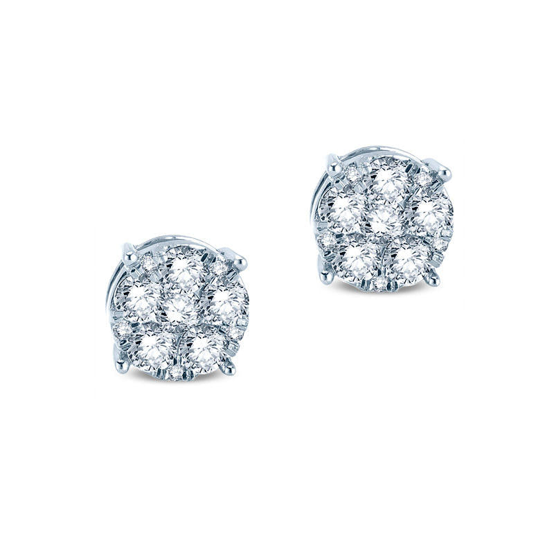 0.5 CT. T.W. Composite Diamond Flower Earrings in 10K White Gold