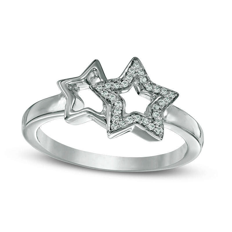0.10 CT. T.W. Natural Diamond Double Star Ring in Sterling Silver