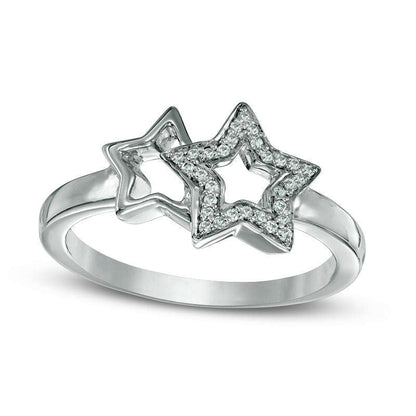 0.10 CT. T.W. Natural Diamond Double Star Ring in Sterling Silver
