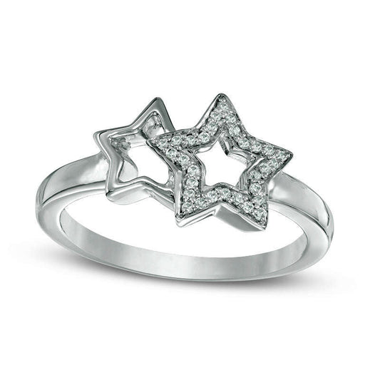 0.10 CT. T.W. Natural Diamond Double Star Ring in Sterling Silver