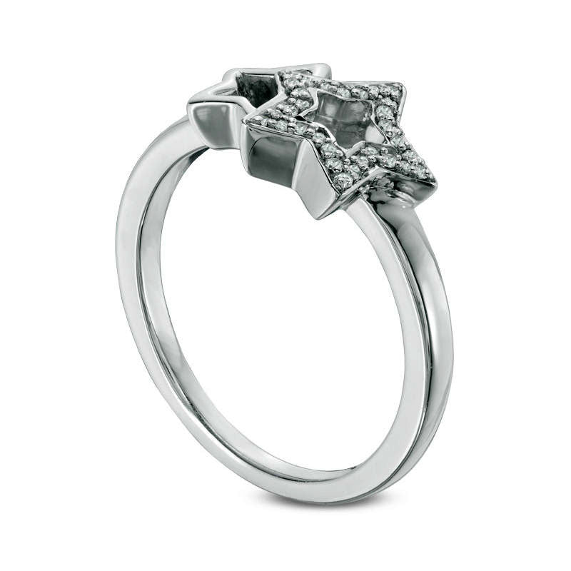 0.10 CT. T.W. Natural Diamond Double Star Ring in Sterling Silver