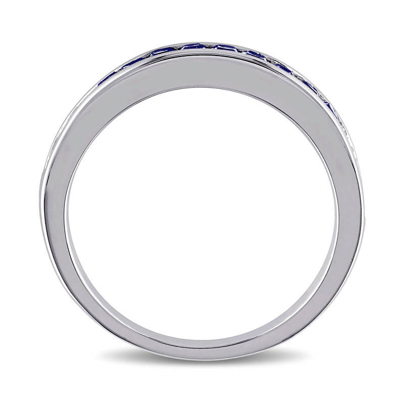 Princess-Cut Lab-Created Blue Sapphire Band in Sterling Silver
