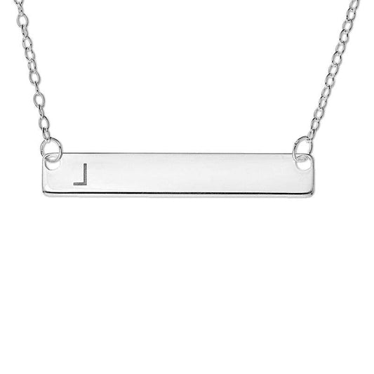 Horizontal Bar Necklace in Sterling Silver (1 Initial) - 16