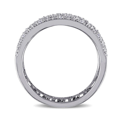 0.13 CT. T.W. Natural Diamond Heart Three Piece Stackable Band Set in Sterling Silver
