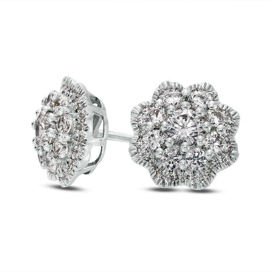 1 CT. T.W. Diamond Flower Frame Stud Earrings in 10K White Gold