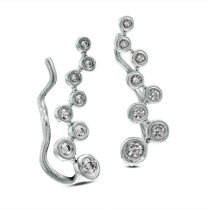 0.33 CT. T.W. Diamond Bezel-Set Zig-Zag Crawler Earrings in 10K White Gold