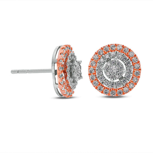 0.5 CT. T.W. Composite Diamond Frame Vintage-Style Stud Earrings in 10K Two-Tone Gold