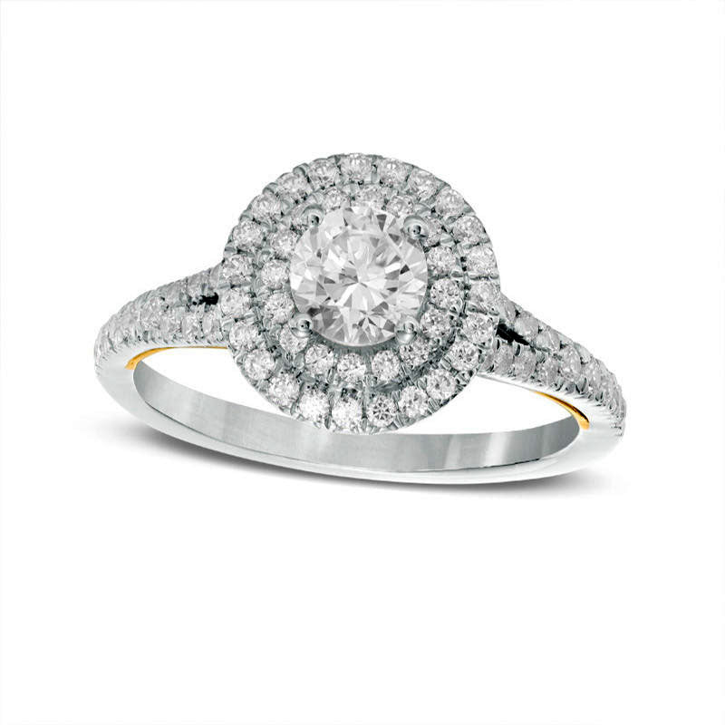 1.0 CT. T.W. Natural Diamond Split Shank Engagement Ring in Solid 14K Two-Tone Gold