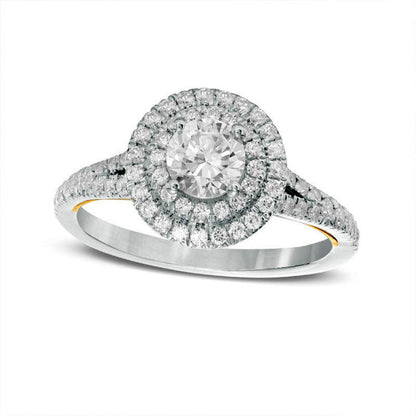 1.0 CT. T.W. Natural Diamond Split Shank Engagement Ring in Solid 14K Two-Tone Gold