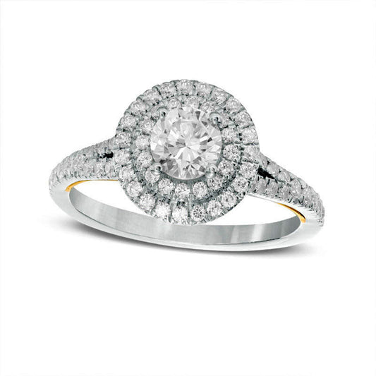 1.0 CT. T.W. Natural Diamond Split Shank Engagement Ring in Solid 14K Two-Tone Gold