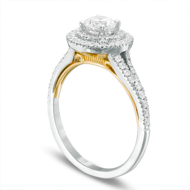 1.0 CT. T.W. Natural Diamond Split Shank Engagement Ring in Solid 14K Two-Tone Gold