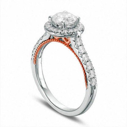 1.5 CT. T.W. Natural Diamond Antique Vintage-Style Engagement Ring in Solid 14K Two-Tone Gold