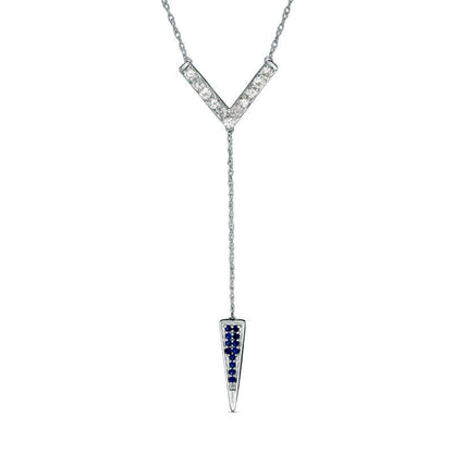 Lab-Created Blue and White Sapphire Y" Necklace in Sterling Silver - 20.75""