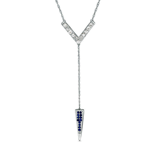 Lab-Created Blue and White Sapphire Y" Necklace in Sterling Silver - 20.75""