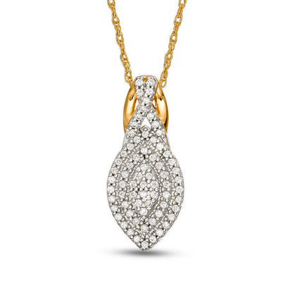 0.2 CT. T.W. Composite Natural Diamond Marquise Pendant in 10K Yellow Gold