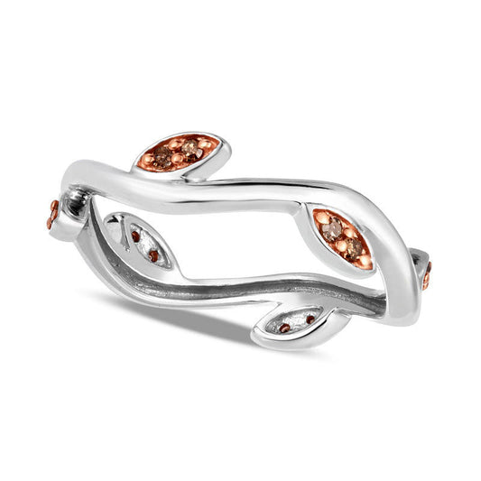 0.17 CT. T.W. Champagne Natural Diamond Vine Ring in Sterling Silver