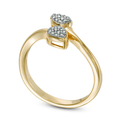 0.10 CT. T.W. Composite Natural Diamond Teardrop-Shaped Bypass Ring in Sterling Silver with Solid 14K Gold Plate