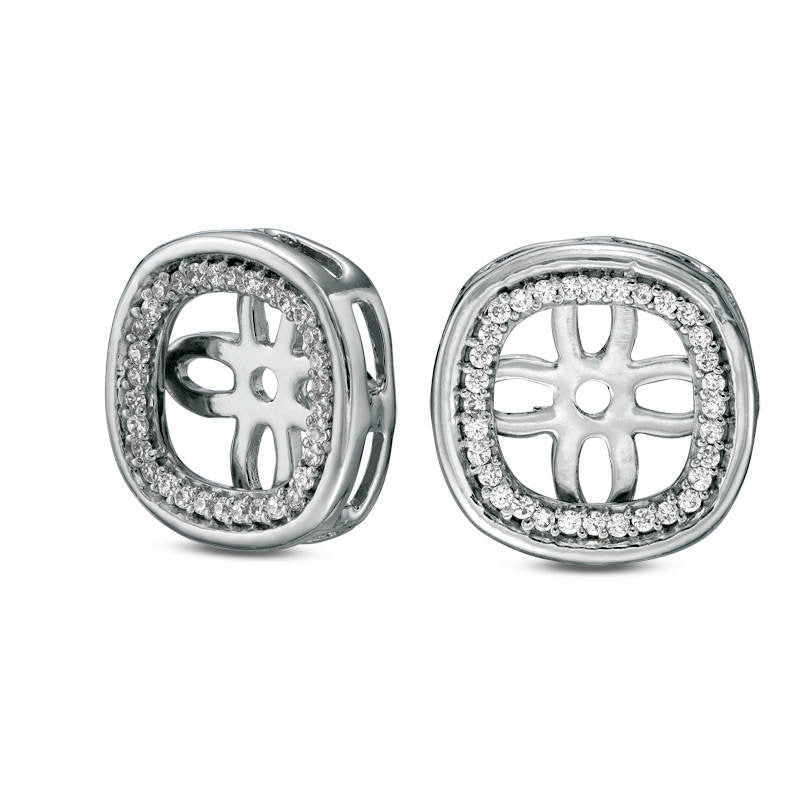 0.17 CT. T.W. Diamond Cushion Frame Earring Jackets in 10K White Gold