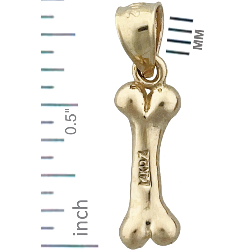 14K Gold 3D Dog Bone Charm