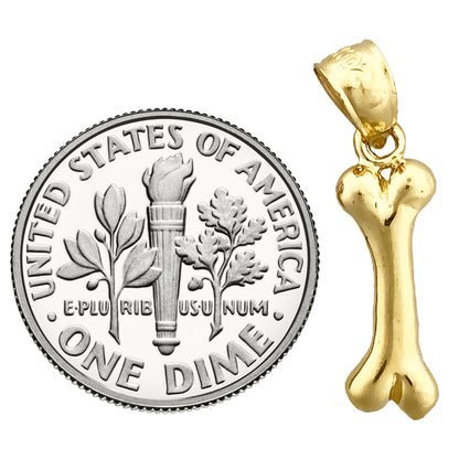 14K Gold 3D Dog Bone Charm