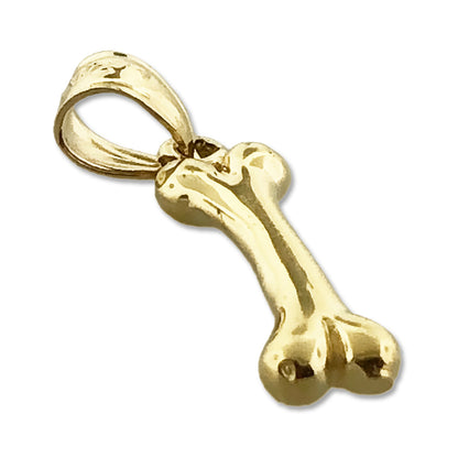 14K Gold 3D Dog Bone Charm