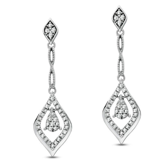 0.25 CT. T.W. Diamond Flame Earrings in 10K White Gold