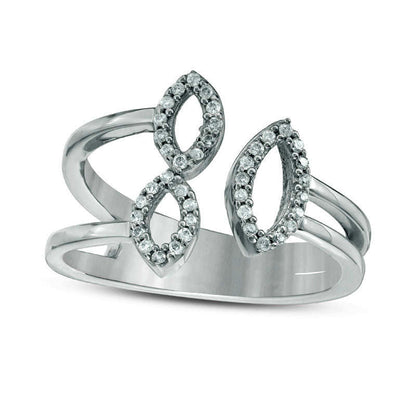 0.10 CT. T.W. Natural Diamond Three Marquise Split Shank Open Ring in Sterling Silver