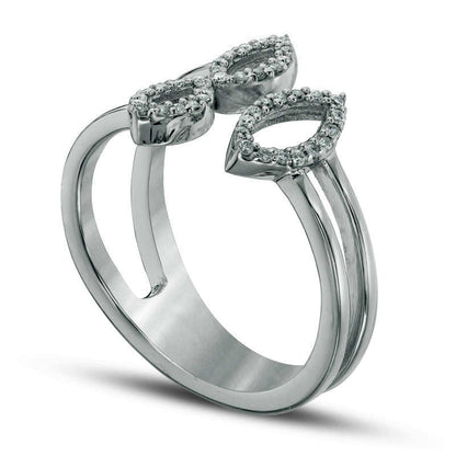 0.10 CT. T.W. Natural Diamond Three Marquise Split Shank Open Ring in Sterling Silver