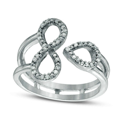 0.10 CT. T.W. Natural Diamond Infinity and Pear-Shape Open Split Shank Ring in Sterling Silver