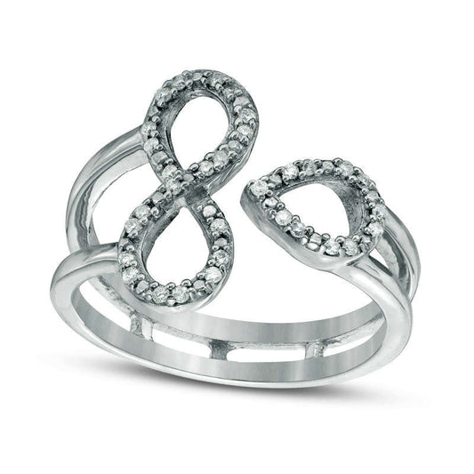 0.10 CT. T.W. Natural Diamond Infinity and Pear-Shape Open Split Shank Ring in Sterling Silver