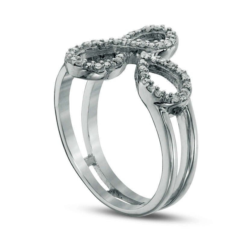 0.10 CT. T.W. Natural Diamond Infinity and Pear-Shape Open Split Shank Ring in Sterling Silver