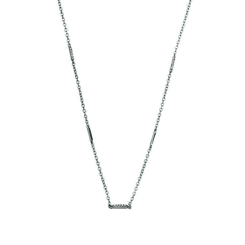 0.1 CT. T.W. Natural Diamond Bar Chain Necklace in Sterling Silver - 18