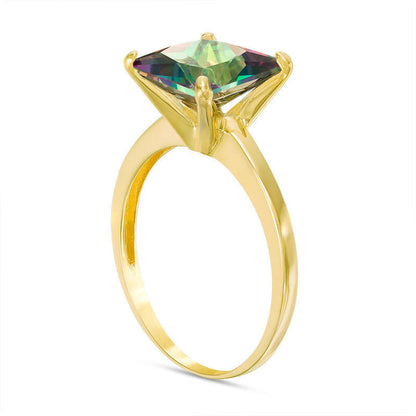 8.0mm Princess-Cut Mystic Fire« Topaz Solitaire Ring in Solid 10K Yellow Gold